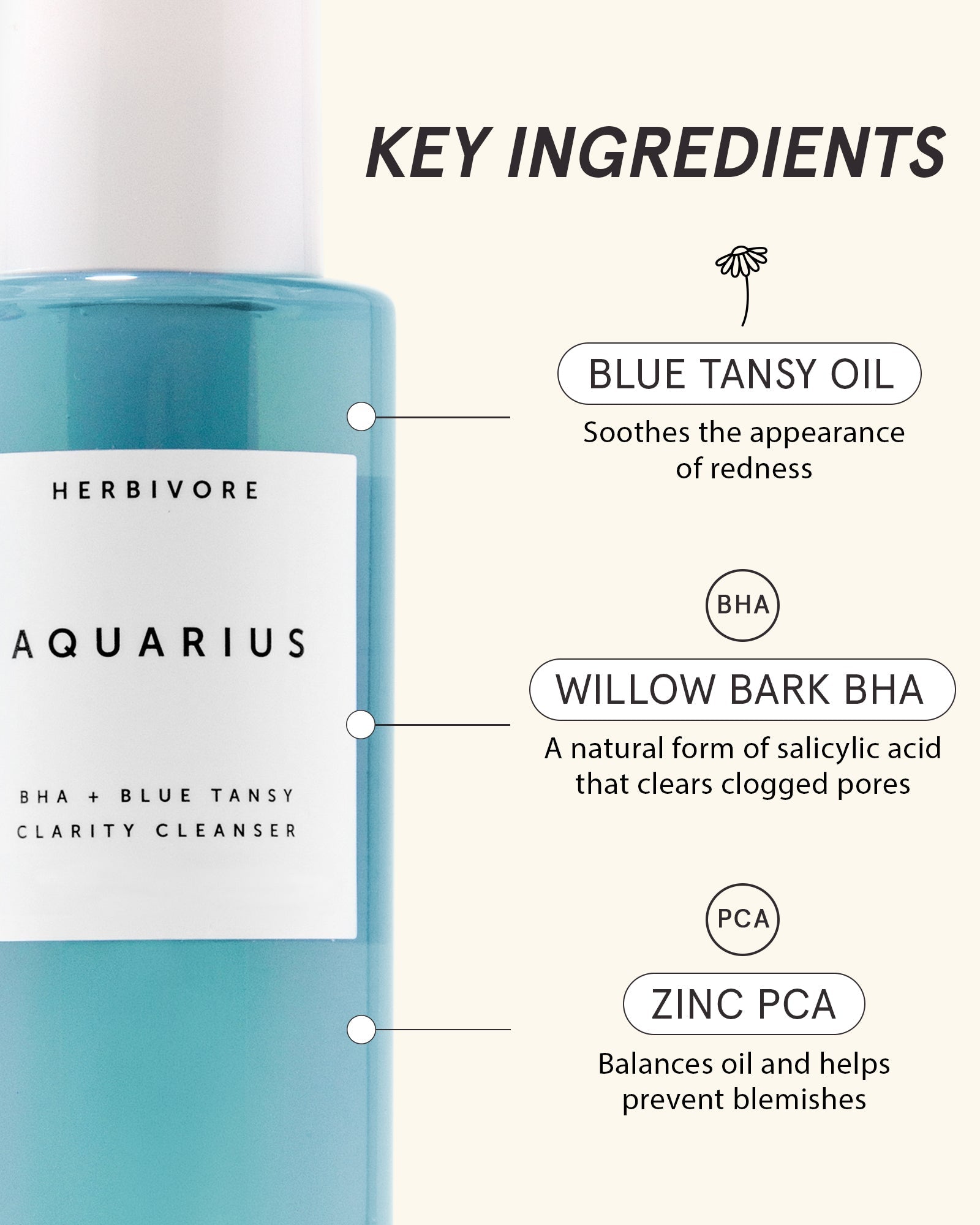 Herbivore Aquarius BHA + Blue Tansy Clarity Cleanser at Socialite Beauty Canada